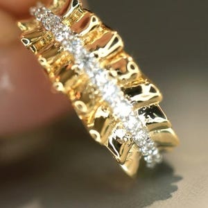 18K Gelbgold Natürlicher Diamant Ring, Gold Diamant Ring, echter Diamant Ring, Ehering, Verlobungsring, Jubiläumsring