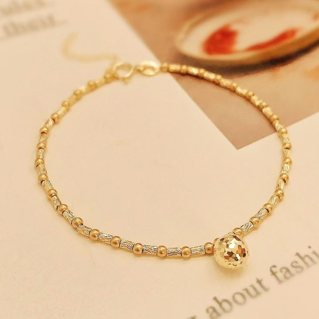 18K Yellow Gold Bracelet, Gold Ball Bracelet, Dainty Gold Bracelet, Dainty Gold Jewelry, Gold Charm Bracelet
