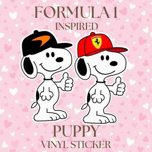 F1 Team Inspired Puppy Vinyl Sticker | Formula 1 Snoopy Inspired Decal