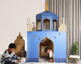 Charmante mosquée en carton bleu