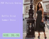 Ruffle Strap Summer Dress Pattern sewing PDF-Digital Goods DIY size 2XL-3XL