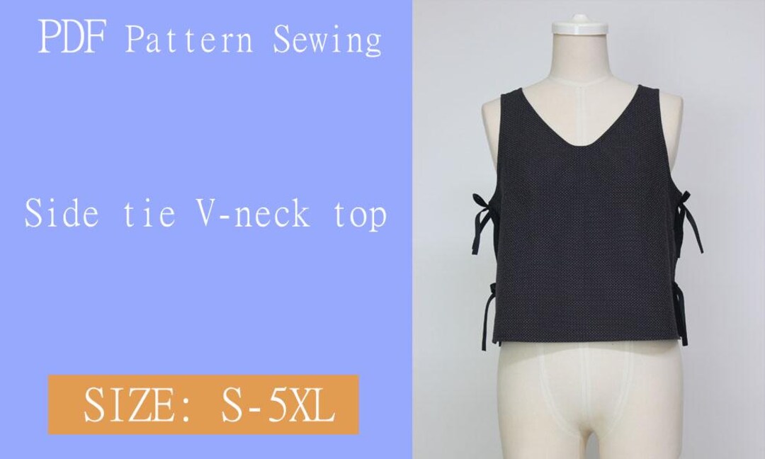 Summer Top. Side Tie Vneck Top. Patterns Sewing PDF Digital Goods DIY — free download
