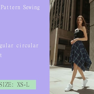 Falda circular irregular. Patrón de costura en PDF, artículos digitales, tallas XS-L.