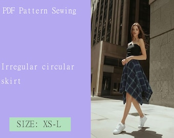 Irregular circular skirt . Pattern Sewing PDF digital goods diy XS-L