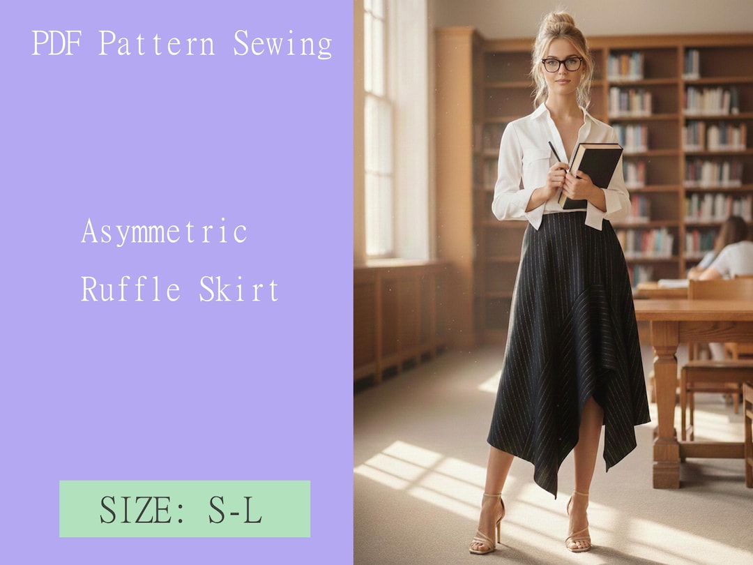 Asymmetrical Ruffle Pattern Asymmetric Ruffle Skirt Patterns Sewing PDF Digital Goods DIY SIZE S-L ...