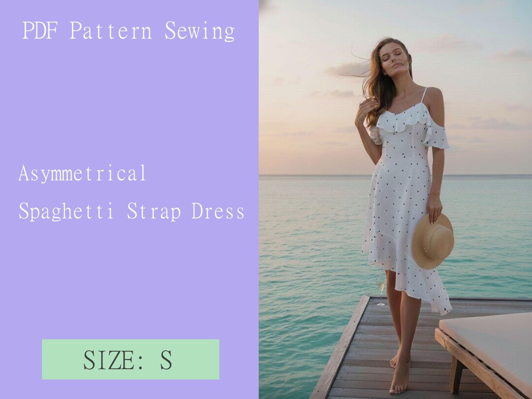 diy asymmetrical dress Spaghetti Strap Pattern Sewing PDF Digital Goods Size S SIZE:Large Sleeves:No Zara Black Asymmetric Midi