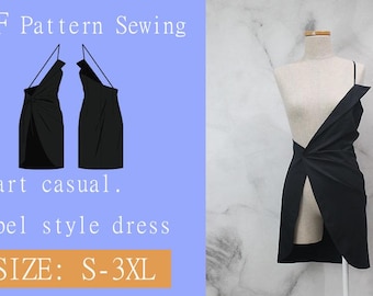 smart casual lapel style dress Pattern Sewing PDF digital goods DIY