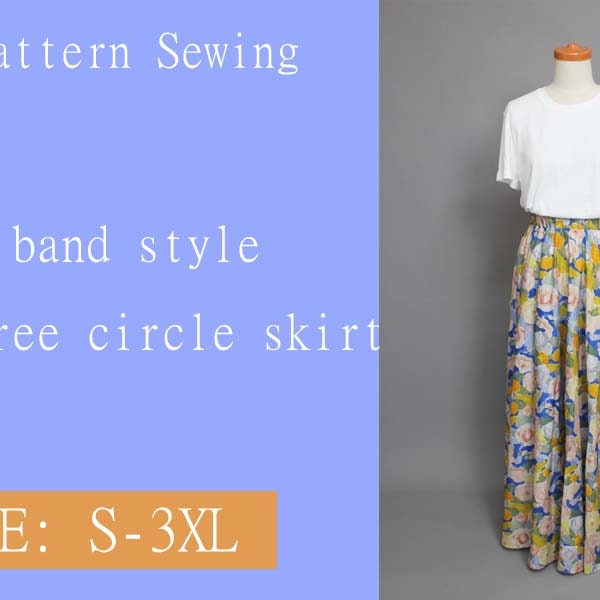 Elastic band style, 360-degree circle, elegant long skirt. circular skirt Pattern Sewing PDF digital goods