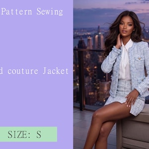 Chaqueta de tweed de alta costura. Patrón de costura en PDF para chaqueta de tweed bouclé - Productos digitales DIY, talla S