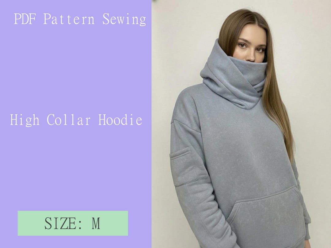 Hoodie Pattern Sewing Pdf-high Collar-digital Download DIY Size M - Etsy