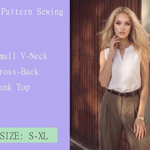 Small V-Neck Cross-Back Tank Top patterns sewing PDF digital goods DIY size S-XL