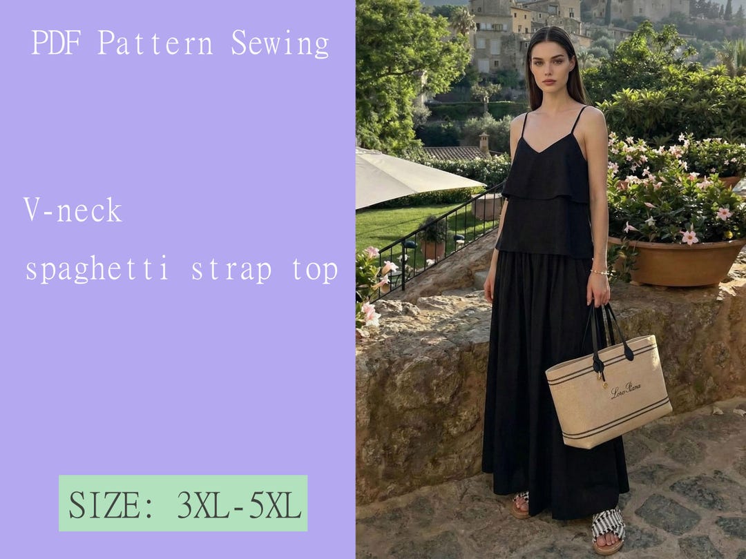 V-neck Spaghetti Strap Top Pattern Sewing Pdf-digital Goods DIY Size ...