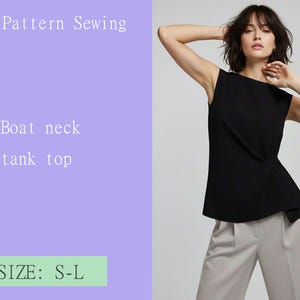 Boat neck tank top patterns sewing PDF digital goods DIY S-L