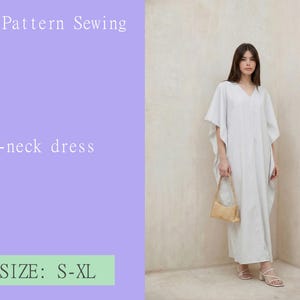Wykroje sukienek z dekoltem w serek, szycie, produkty cyfrowe, pliki PDF, DIY, rozmiary S-XL