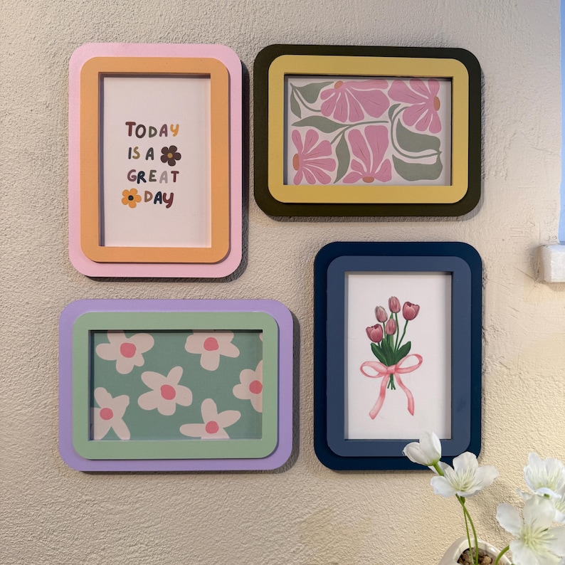 Retro pastel room decor aesthetic 4x6 picture frame handmade