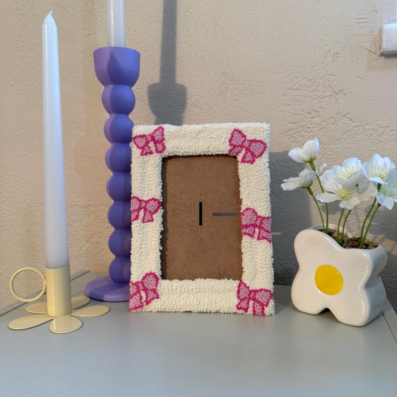Handmade Punch Needle Picture Frame | Home Decor | 4x6 Picture Frame | Punch Needle Wall Art | Tufted Photo Frame | Cute Wall Hanging | Gift