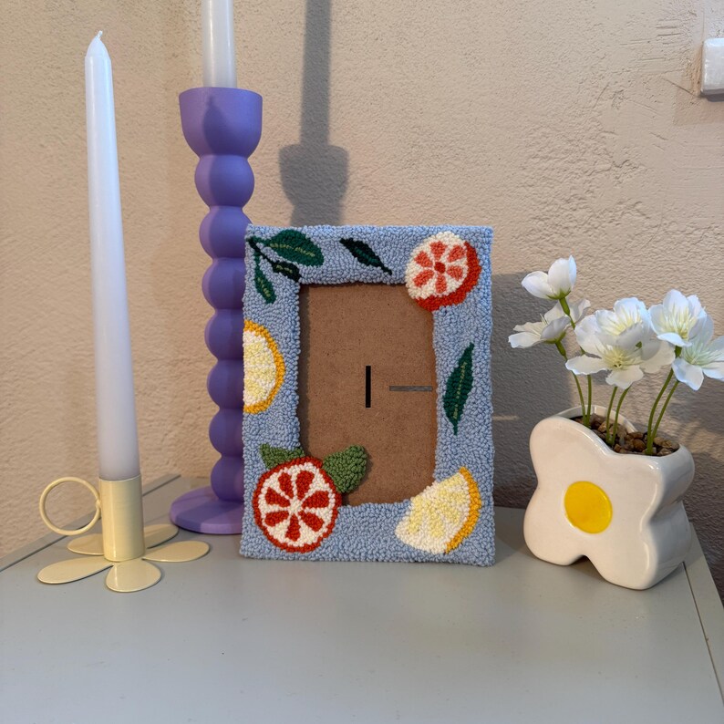 Handmade Punch Needle Picture Frame | Home Decor | 4x6 Picture Frame | Punch Needle Wall Art | Tufted Photo Frame | Cute Wall Hanging | Gift