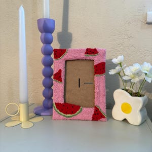 Handmade Punch Needle Picture Frame | Home Decor | 4x6 Picture Frame | Punch Needle Wall Art | Tufted Photo Frame | Cute Wall Hanging | Gift