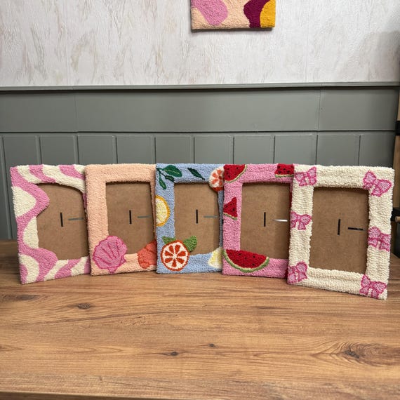 Handmade Punch Needle Picture Frame | Home Decor | 4x6 Picture Frame | Punch Needle Wall Art | Tufted Photo Frame | Cute Wall Hanging | Gift