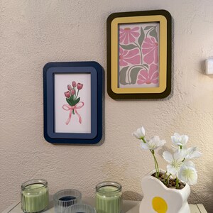 Two tone retro photo frame in trendy patina blue and green