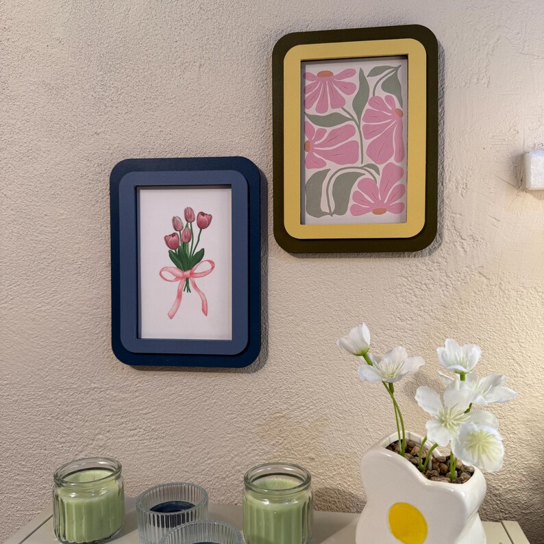 Two tone retro photo frame in trendy patina blue and green