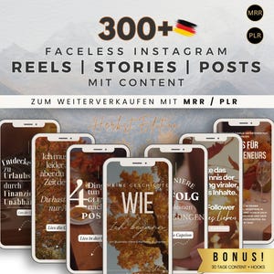 Faceless Reels, Instagram Vorlagen Deutsch, PLR / MRR, Post, Master Resell Rights, digitale Produkte, Done For You, Canva Template