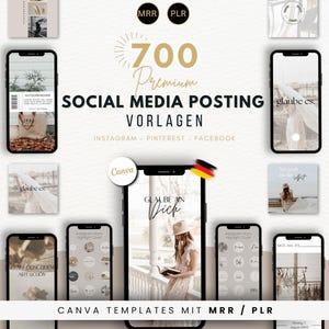 Faceless Instagram Templates (German), Templates, DFY Content, Digital Marketing with Master Resell Rights (MRR/PLR), Canva, Resale