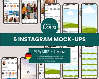 6 Instagram Profile Templates | Canva Mock-Up with PLR/MRR License | Resell digital products | German | Done For You | Templates