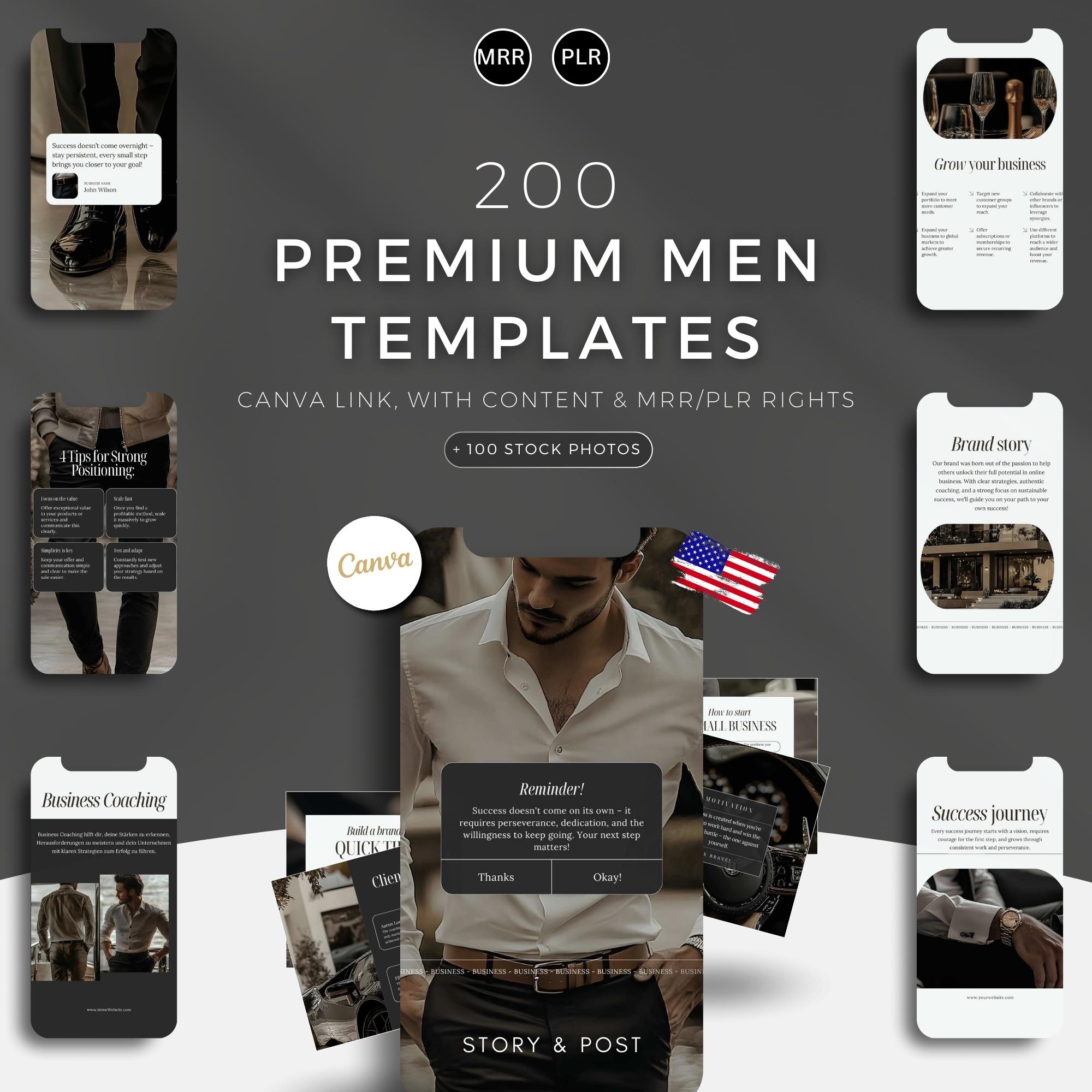 Faceless Posts for Men With Content, Canva & Instagram Templates, Dark ...