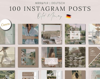 Instagram templates German with PLR/MRR license, 50 posts Old Money, Master Resell digital products | Done For You Canva Templates | Download