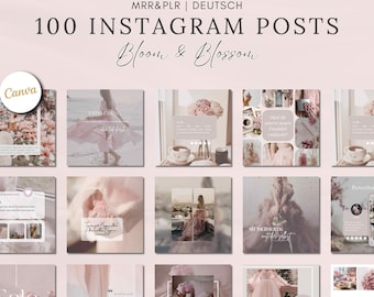 Instagram templates Bloom & Blossom (German) with PLR/MRR license, Master Resell digital products | Done For You Canva Templates MRR