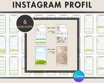 Plantillas Canva de maqueta de perfil de Instagram con licencia PLR/MRR, editables, productos digitales de reventa, alemán, hecho para usted, plantillas