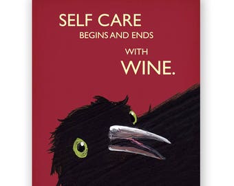 Self Care Wine Card - Bird - Groet - Mincing Mockingbird