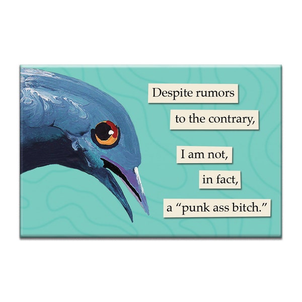 Punk Ass Bitch Magnet - Bird - Humor - Mincing Mockingbird - Gift - Stocking Stuffer