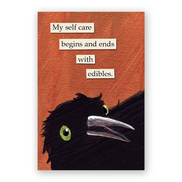 Self Care Edibles Magnet - Bird - Humor - Gift - Stocking Stuffer - Mincing Mockingbird