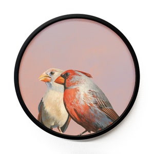 Cardinal Pair - 8 inch Round Wings on Wood Decor
