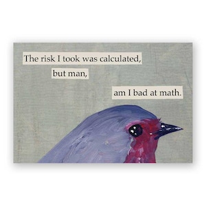 The Risk I Took Magnet - Bird - Math - Humor - Animal - Nature - Gift - Stocking Stuffer