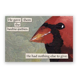 Heebie Jeebies Magnet - Bird - Cardinal - Gift - Stocking Stuffer - Creepy - Humor