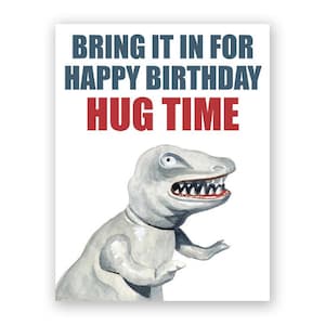 Tarjeta de cumpleaños dinosaur Hug Time