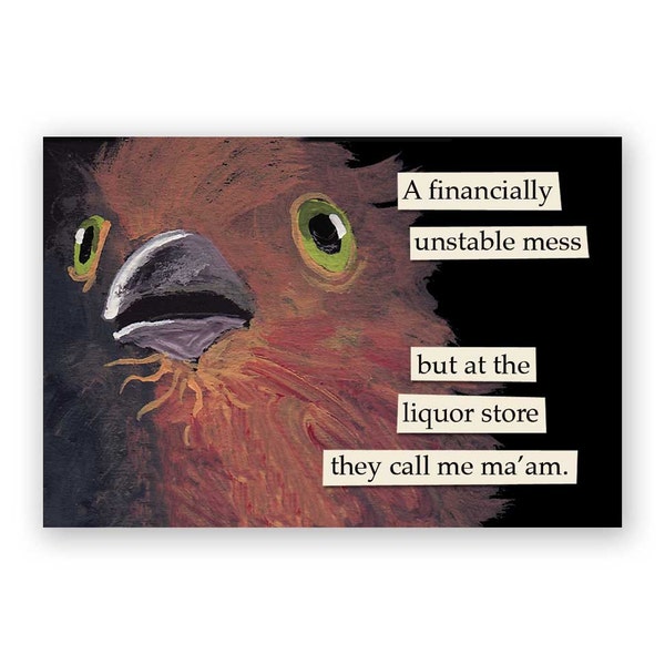 Liquor Store Magnet - Bird - Humor - Gift - Stocking Stuffer - Mincing Mockingbird