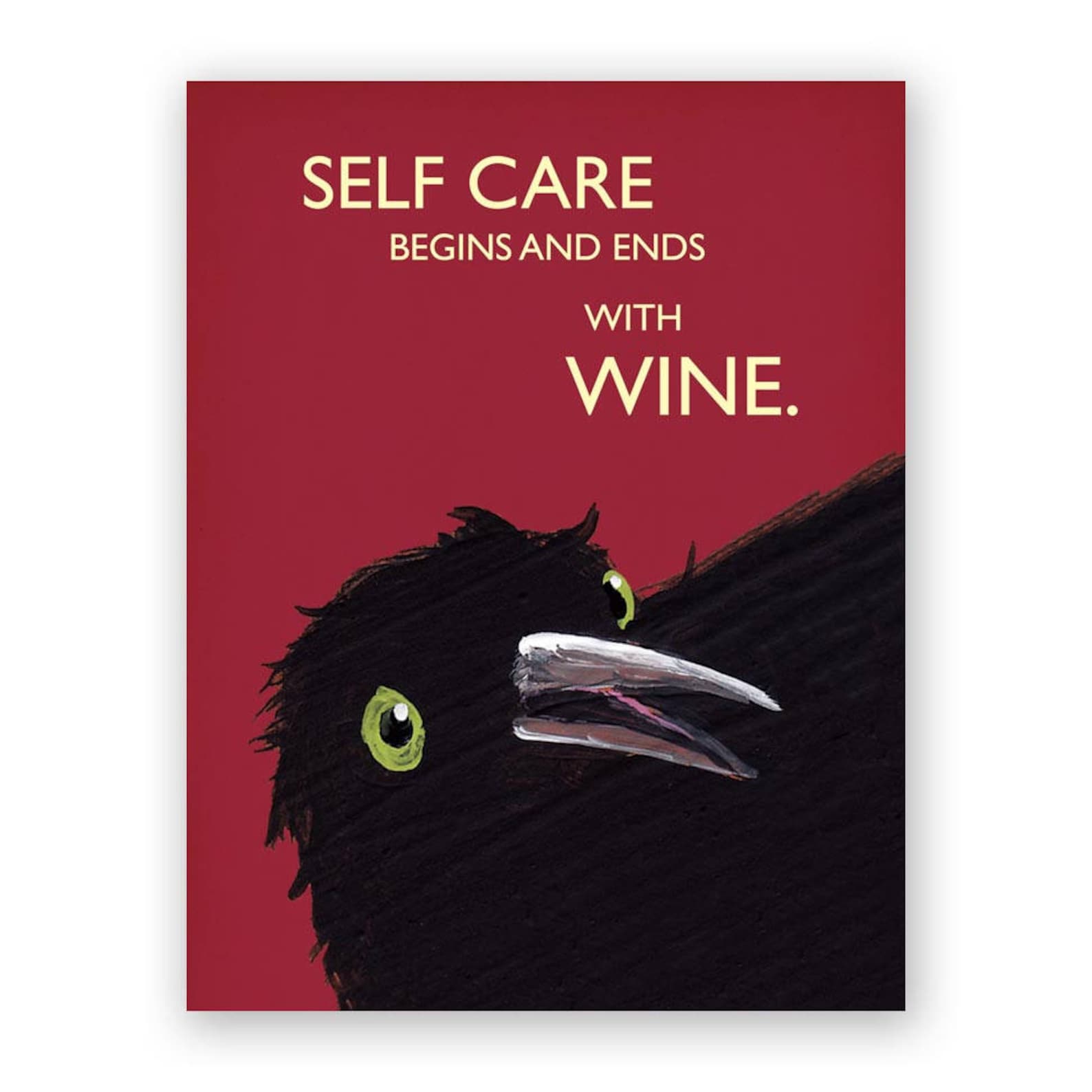 Self Care Wine Card Bird Greeting Mincing Mockingbird Etsy