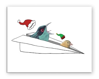 Set of 8 - Christmas Airplane Card