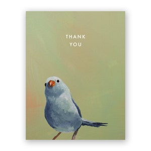 Juego de 8 tarjetas de agradecimiento con diseño de pájaro azul
