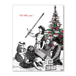 Tarjeta de Navidad con espada