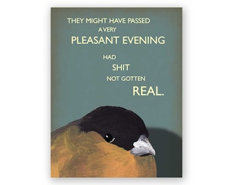 Carte du soir agréable - Humour - Oiseau - Salutation - Papeterie