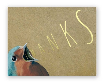 Yelling Thank You Card - Bird - Stationery - Gratitude - Animal - Nature - Thanks