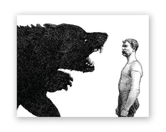 Man vs. Bear Birthday Card