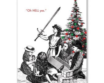 Set of 8 - Christmas Sword Card