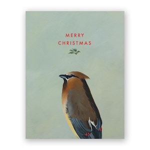 Cedar Waxwing Christmas Card - Birds - Greeting - Stationery