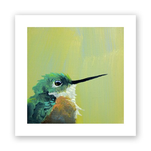 Hummingbird Number 1 5 x 5 Art Print - Bird - Animal - Nature - Giclee - Mincing Mockingbird
